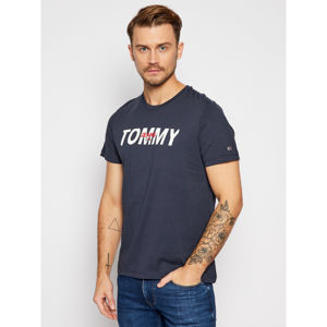 Tommy Jeans pánské modré tričko Layered graphic tee - M (C87)